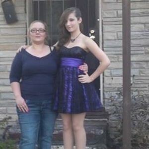 Purple Satin and black lace party dress